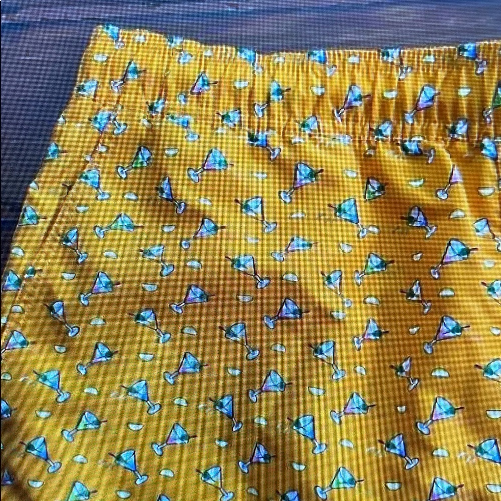Vibrant Yellow Swim Trunks with Pattern - Picture 2 of 6